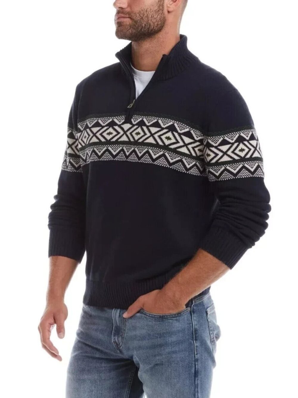 Weatherproof Vintage Men's 1/4 Zip Holiday Sweater COLOR BLUE SIZE M